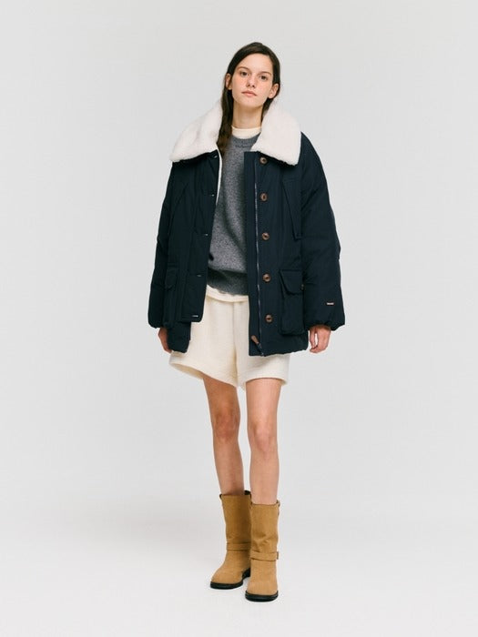 Wconcept_Depound detachable fur safari jumper - navy