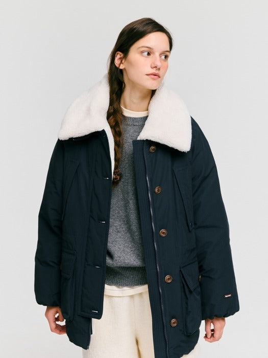 Wconcept_Depound detachable fur safari jumper - navy