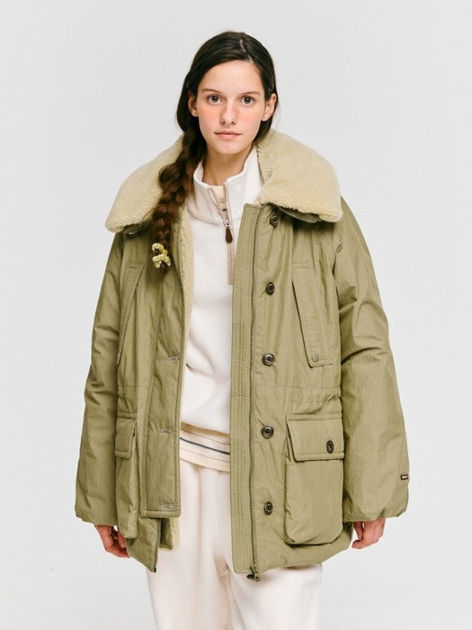 Depound detachable fur safari jumper - khaki