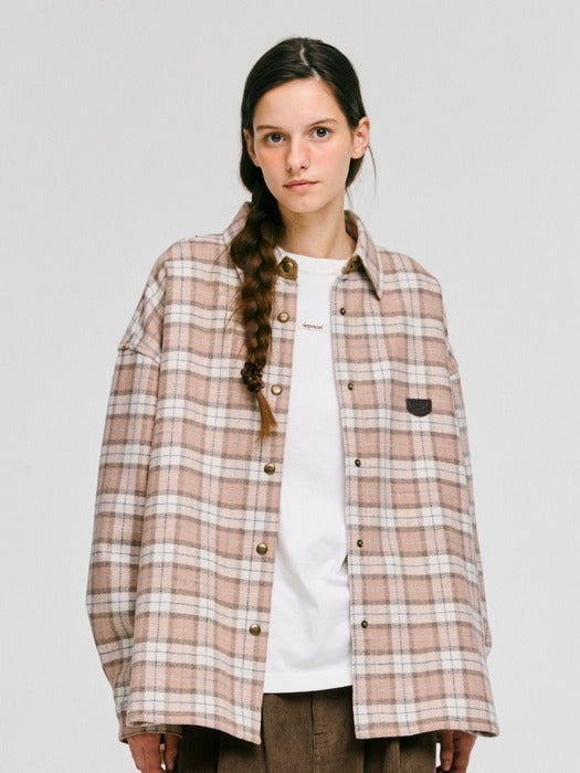 Wconcept_Depound wool check shirts - indian pink