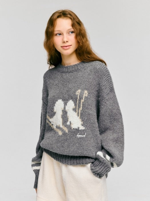 Wconcept_Depound ski graphic pullover - melange grey
