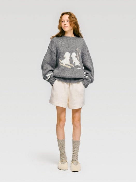 Wconcept_Depound ski graphic pullover - melange grey