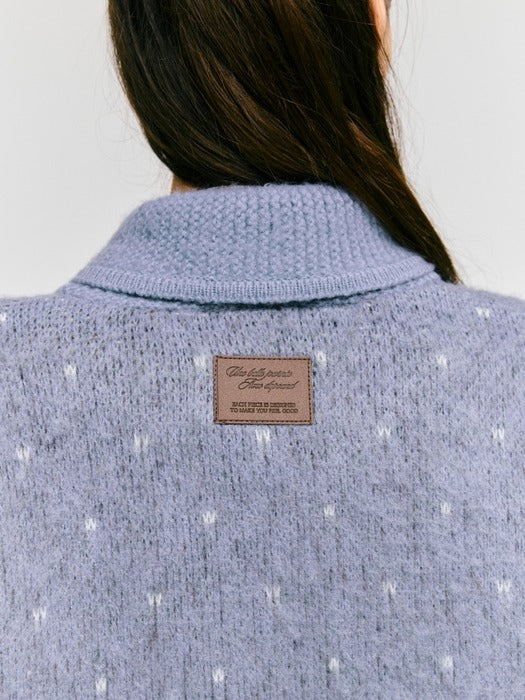 Wconcept_Depound ski resort graphic knit zip up - smoke blue