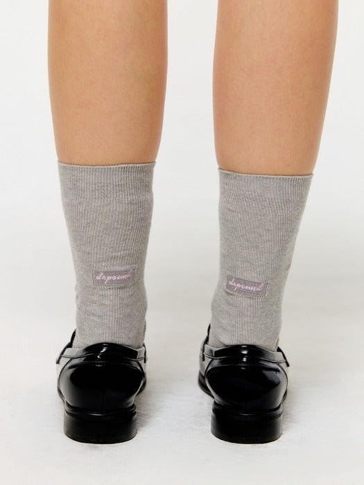 Wconcept_Depound basic cursive logo socks - melange grey