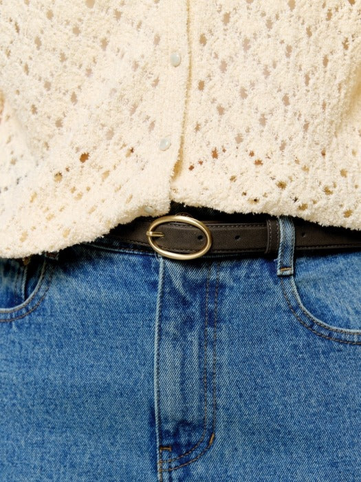 Wconcept_Depound leather circle belt (20mm) - khaki brown