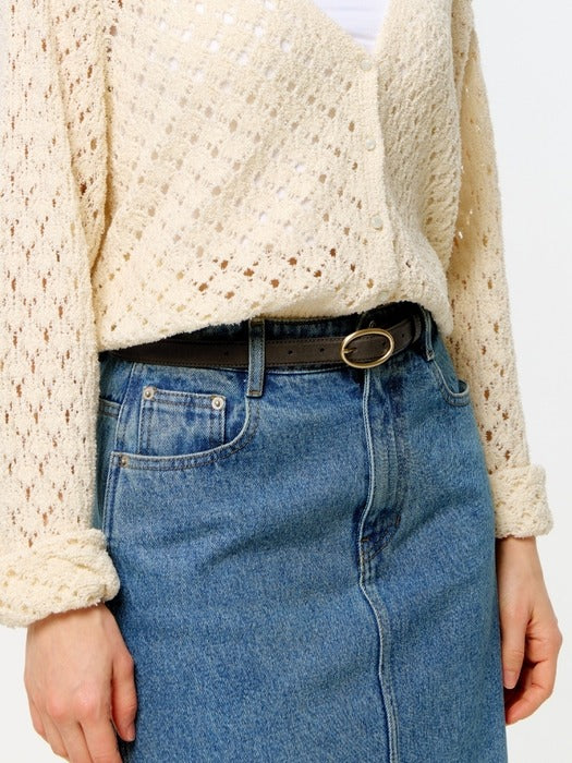 Wconcept_Depound leather circle belt (20mm) - khaki brown