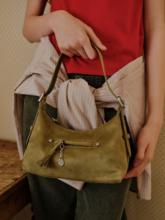 Wconcept_Depound latte bag (suede) - olive (S)