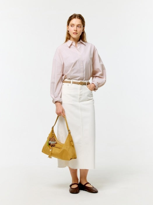 Wconcept_Depound denim long skirt - white