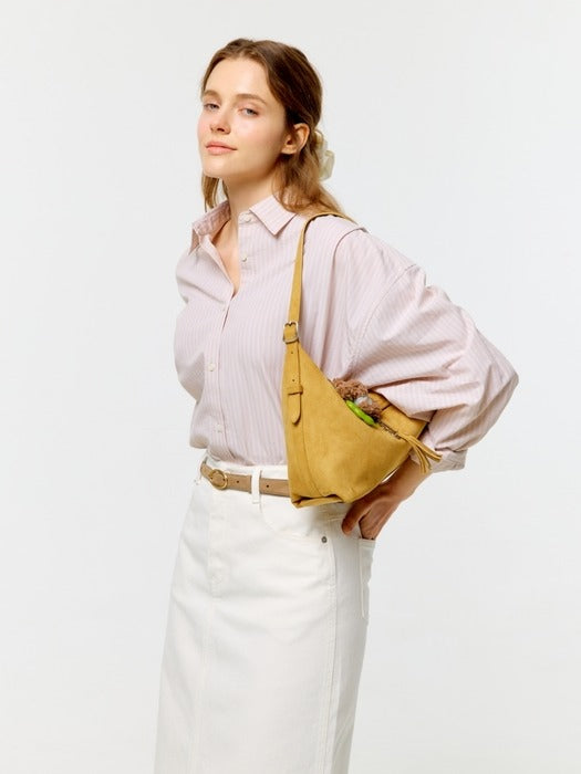 Wconcept_Depound denim long skirt - white