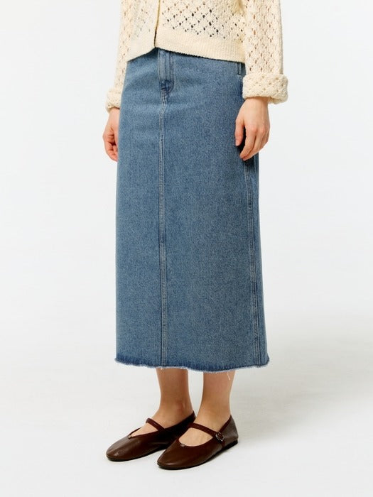 Wconcept_Depound denim long skirt - medium blue