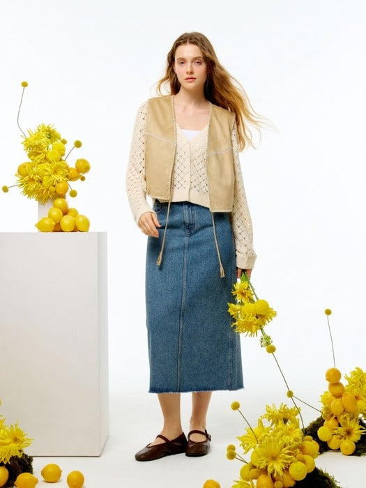 Wconcept_Depound denim long skirt - medium blue