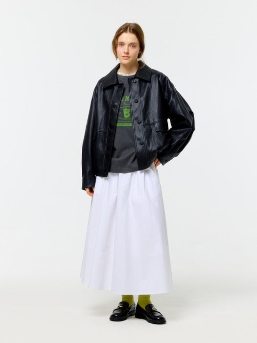 Wconcept_Depound shirring flare long skirt - white