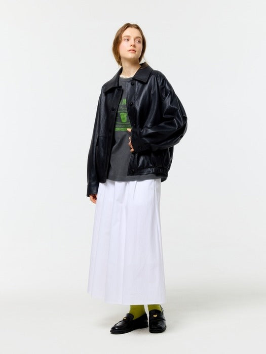 Wconcept_Depound shirring flare long skirt - white
