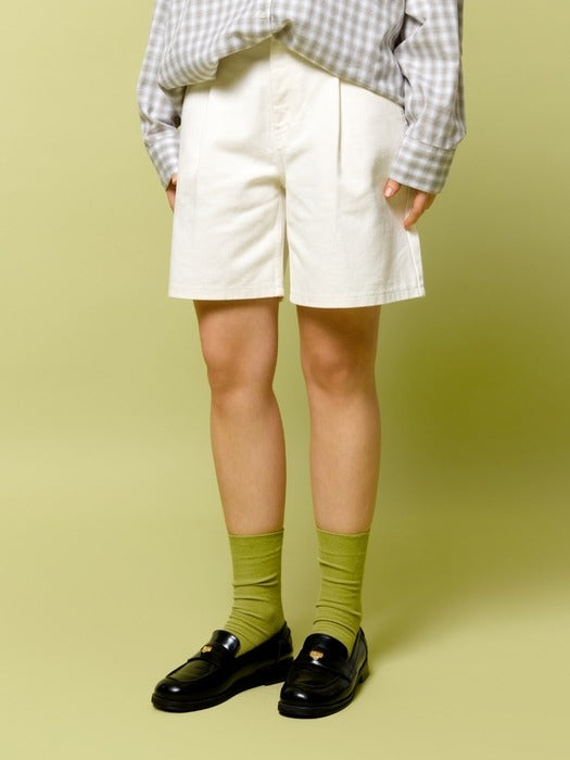 Wconcept_Depound color half denim pants - white