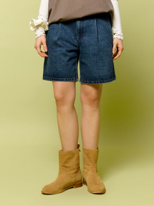 Wconcept_Depound color half denim pants - blue