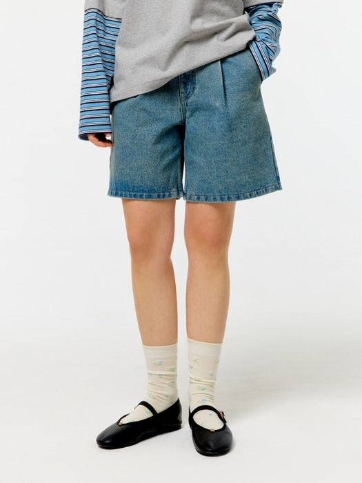 Wconcept_Depound color half denim pants - light blue