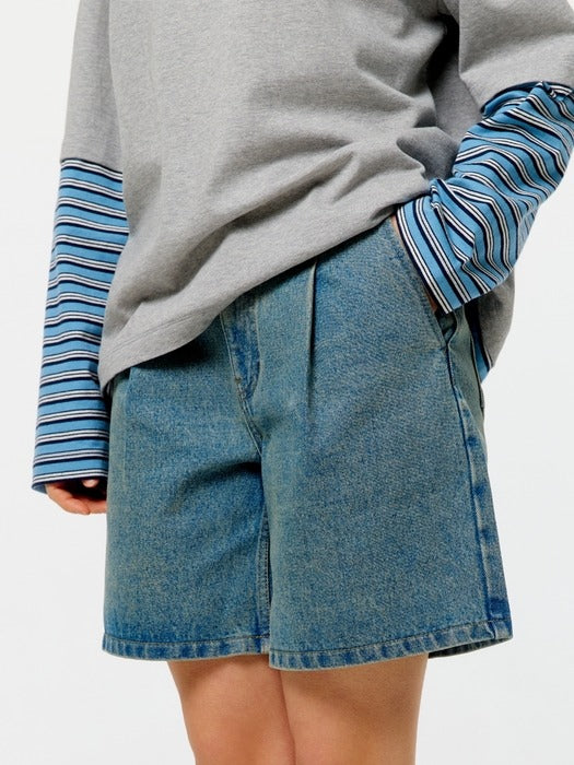 Wconcept_Depound color half denim pants - light blue