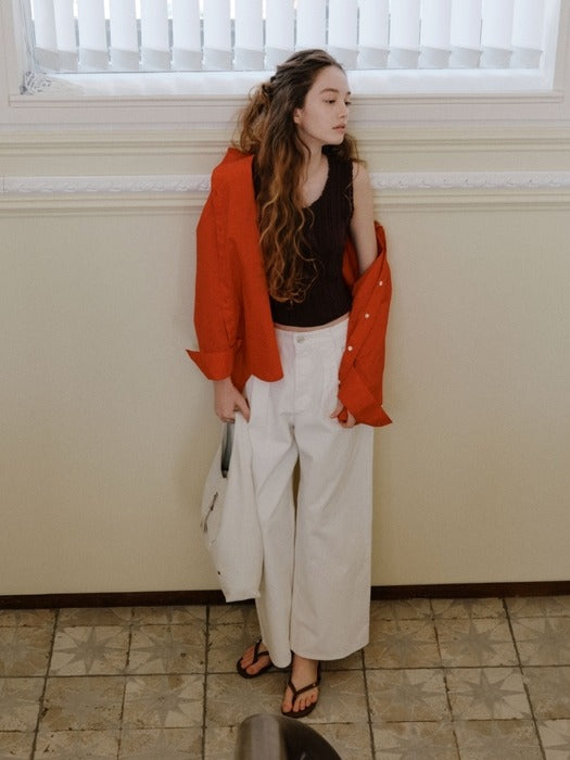 Wconcept_Depound tuck wide denim pants - white