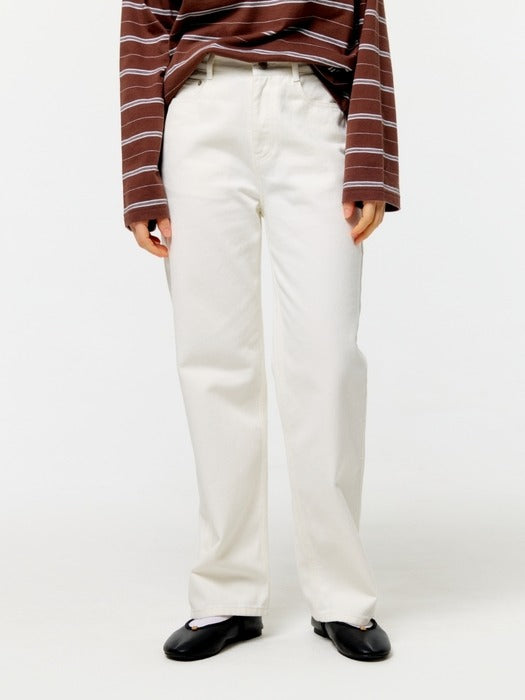Wconcept_Depound signature semi wide denim pants - white