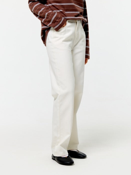 Wconcept_Depound signature semi wide denim pants - white