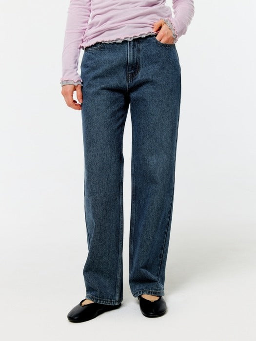 Wconcept_Depound signature semi wide denim pants - blue