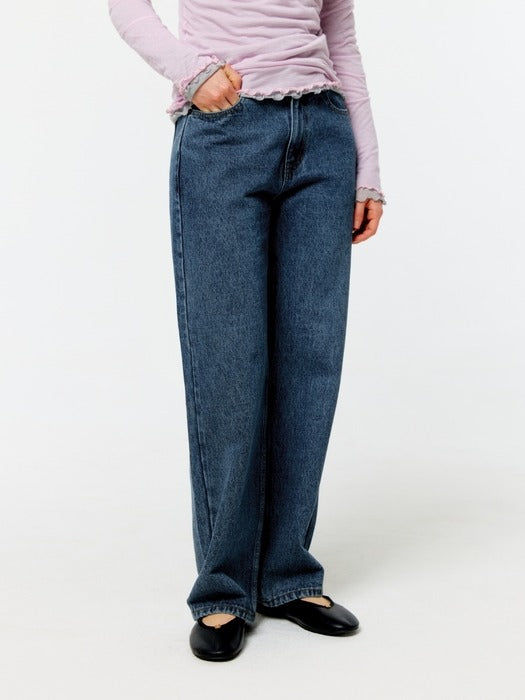 Wconcept_Depound signature semi wide denim pants - blue