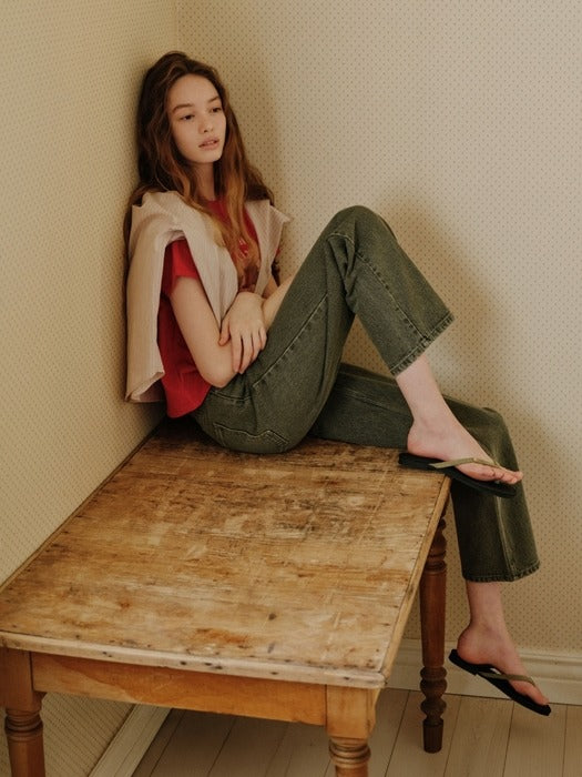 Wconcept_Depound signature semi wide denim pants - khaki