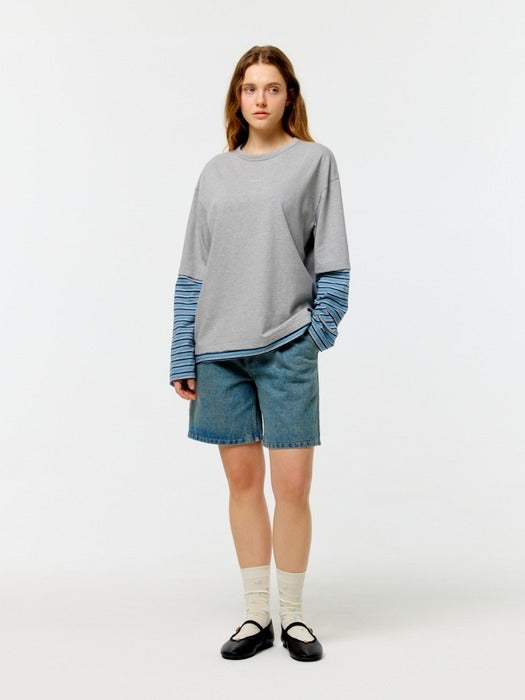 Wconcept_Depound stripe layered logo t-shirt - grey