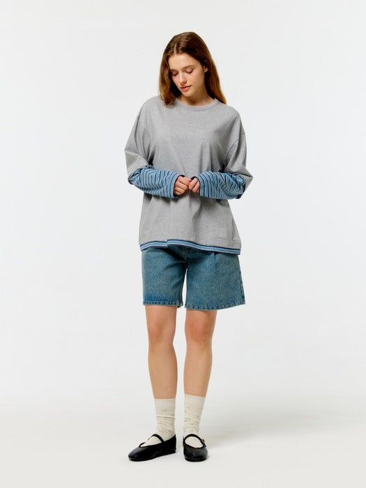 Wconcept_Depound stripe layered logo t-shirt - grey
