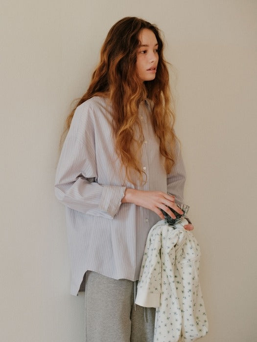 Depound oversized stripe shirts - light grey