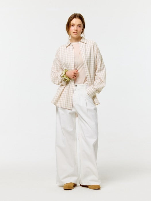 Wconcept_Depound check oversized shirts - peach