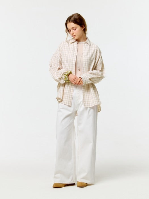 Wconcept_Depound check oversized shirts - peach