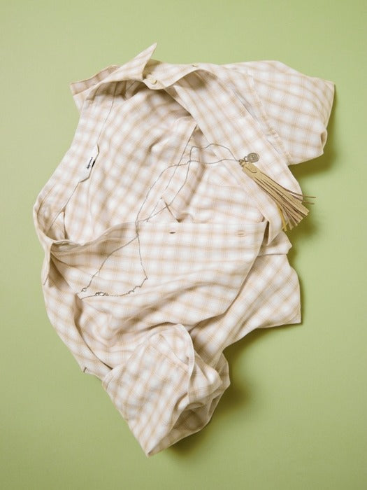 Wconcept_Depound check oversized shirts - peach