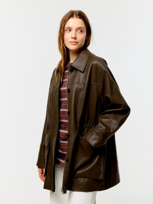 Wconcept_Depound leather utility jacket - brown