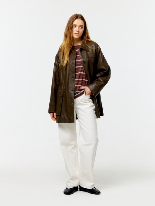 Wconcept_Depound leather utility jacket - brown