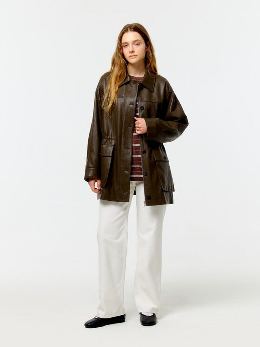 Wconcept_Depound leather utility jacket - brown