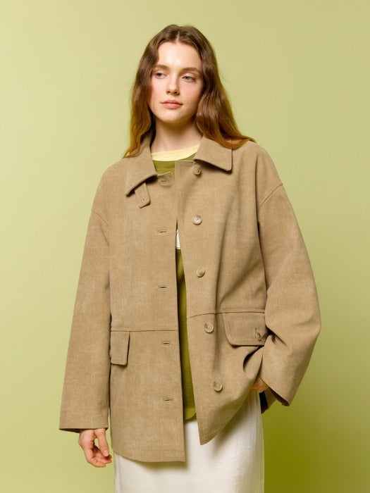 Wconcept_Depound suede half jacket - taupe