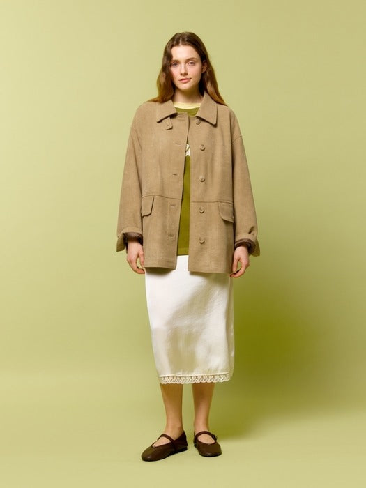 Wconcept_Depound suede half jacket - taupe