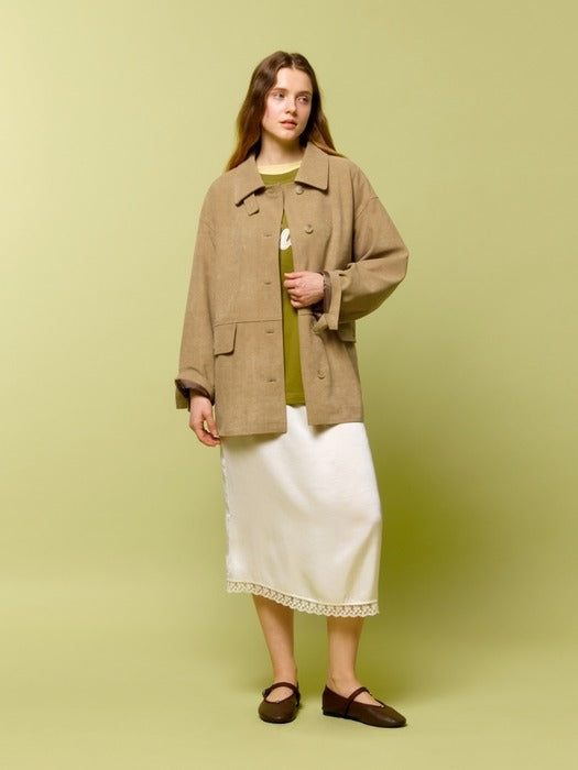 Wconcept_Depound suede half jacket - taupe