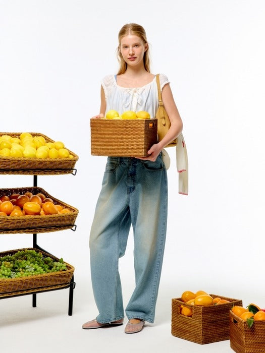 Wconcept_Depound Loose-fit curved denim pants - light blue