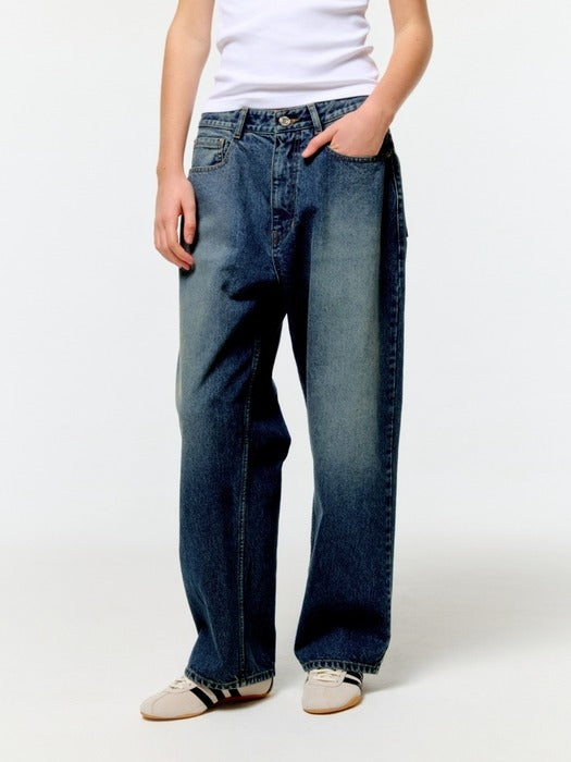 Wconcept_Depound Loose-fit curved denim pants - medium blue