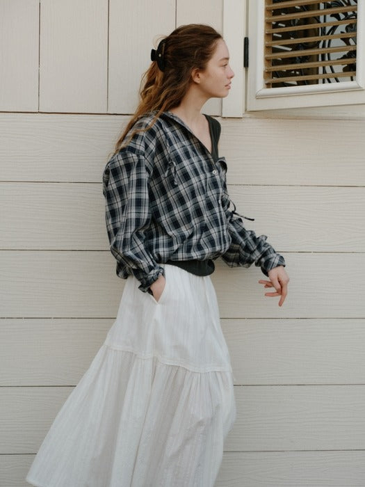 Wconcept_Depound cotton jacquard long skirt - white