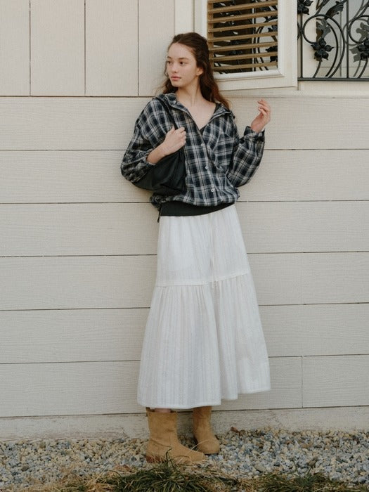 Wconcept_Depound cotton jacquard long skirt - white