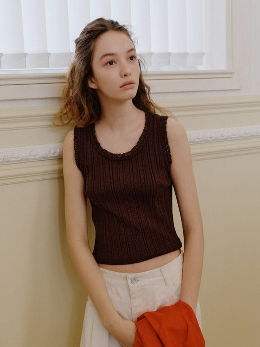 Depound eyelet skashi sleeveless knit - grape