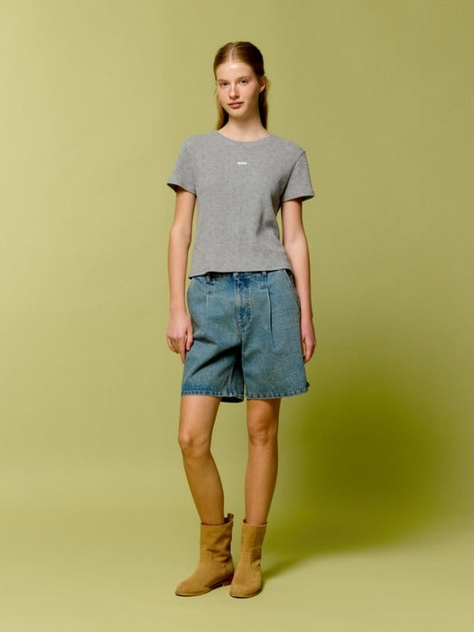 Wconcept_Depound flower waffle t-shirt - melange grey