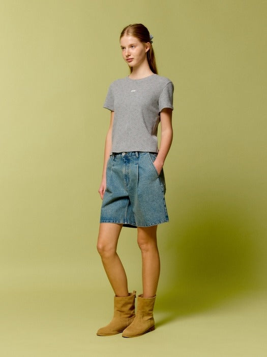 Wconcept_Depound flower waffle t-shirt - melange grey