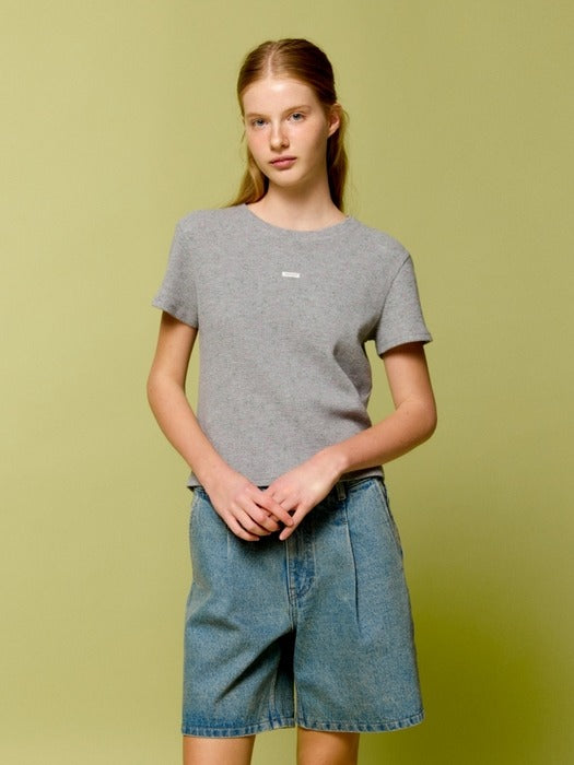 Wconcept_Depound flower waffle t-shirt - melange grey