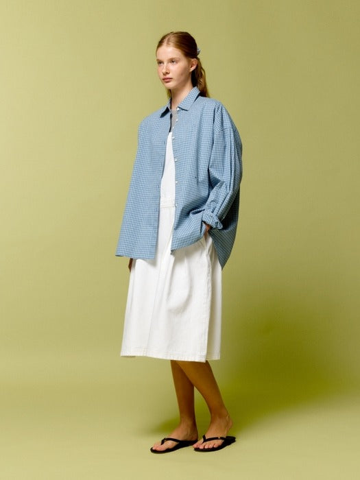 Wconcept_Depound check oversized shirts - blue