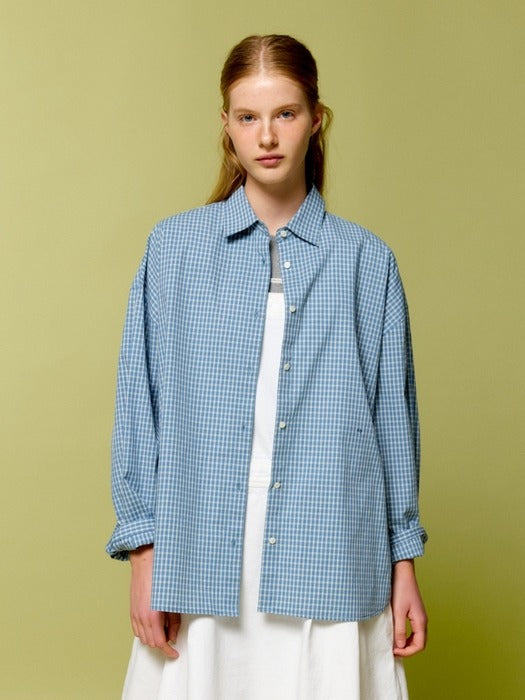 Wconcept_Depound check oversized shirts - blue