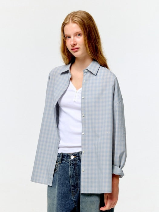 Wconcept_Depound check oversized shirts - light blue